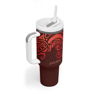 New Zealand Kaka Bird Personalised Tumbler With Handle Pohutukawa Matariki Maori Pattern