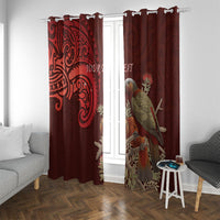 New Zealand Kaka Bird Personalised Window Curtain Pohutukawa Matariki Maori Pattern