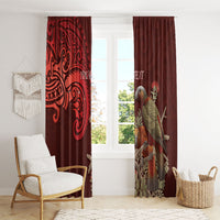 New Zealand Kaka Bird Personalised Window Curtain Pohutukawa Matariki Maori Pattern
