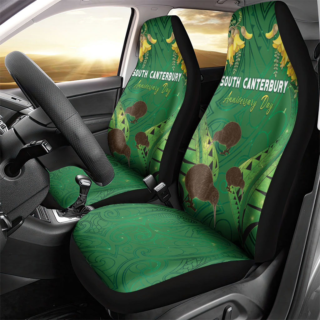 South Canterbury Anniversary Day Car Seat Cover Kiwi Kowhai Silver Fern Maori Pattern LT22 - Polynesian Pride