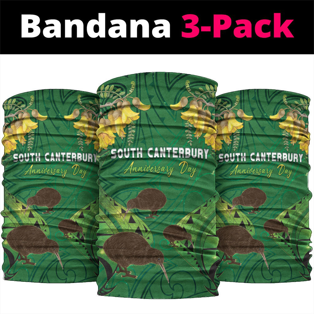 South Canterbury Anniversary Day Neck Gaiter Kiwi Kowhai Silver Fern Maori Pattern LT22 package One Size: 25*50cm Green - Polynesian Pride