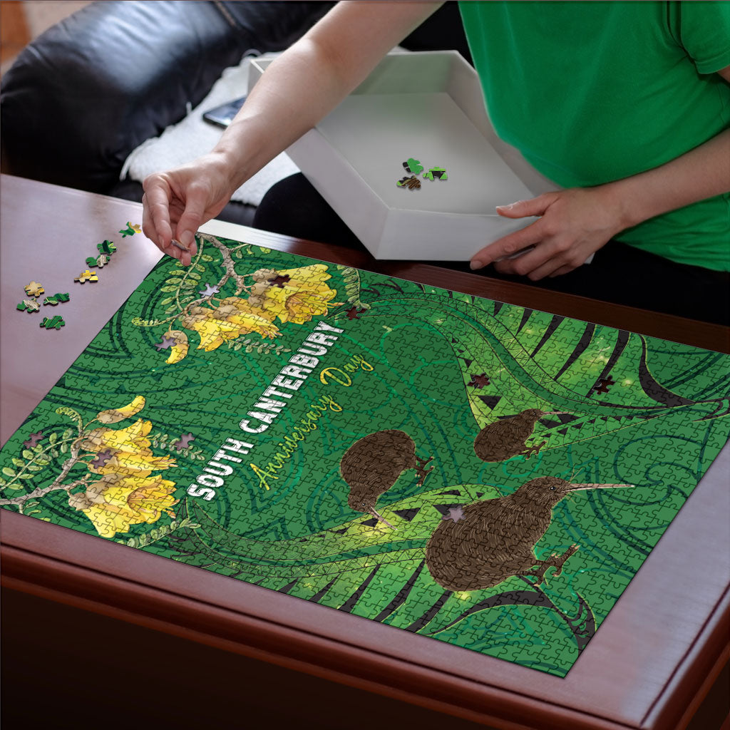South Canterbury Anniversary Day Puzzle Kiwi Kowhai Silver Fern Maori Pattern LT22 - Polynesian Pride