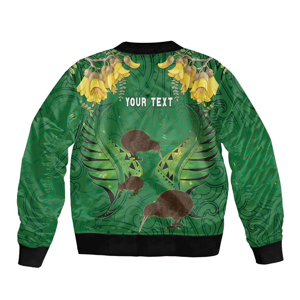 Personalised South Canterbury Anniversary Day Sleeve Zip Bomber Jacket Kiwi Kowhai Silver Fern Maori Pattern LT22 - Polynesian Pride