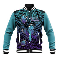 Personalised New Zealand Suicide Prevention Month Baseball Jacket Maori Mauri Tu Mauri Ora Polynesian Pattern LT22 Unisex Teal - Polynesian Pride