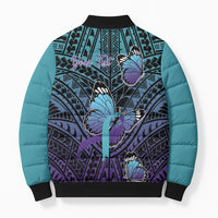 Personalised New Zealand Suicide Prevention Month Bomber Puffer Jacket Maori Mauri Tu Mauri Ora Polynesian Pattern LT22 - Polynesian Pride
