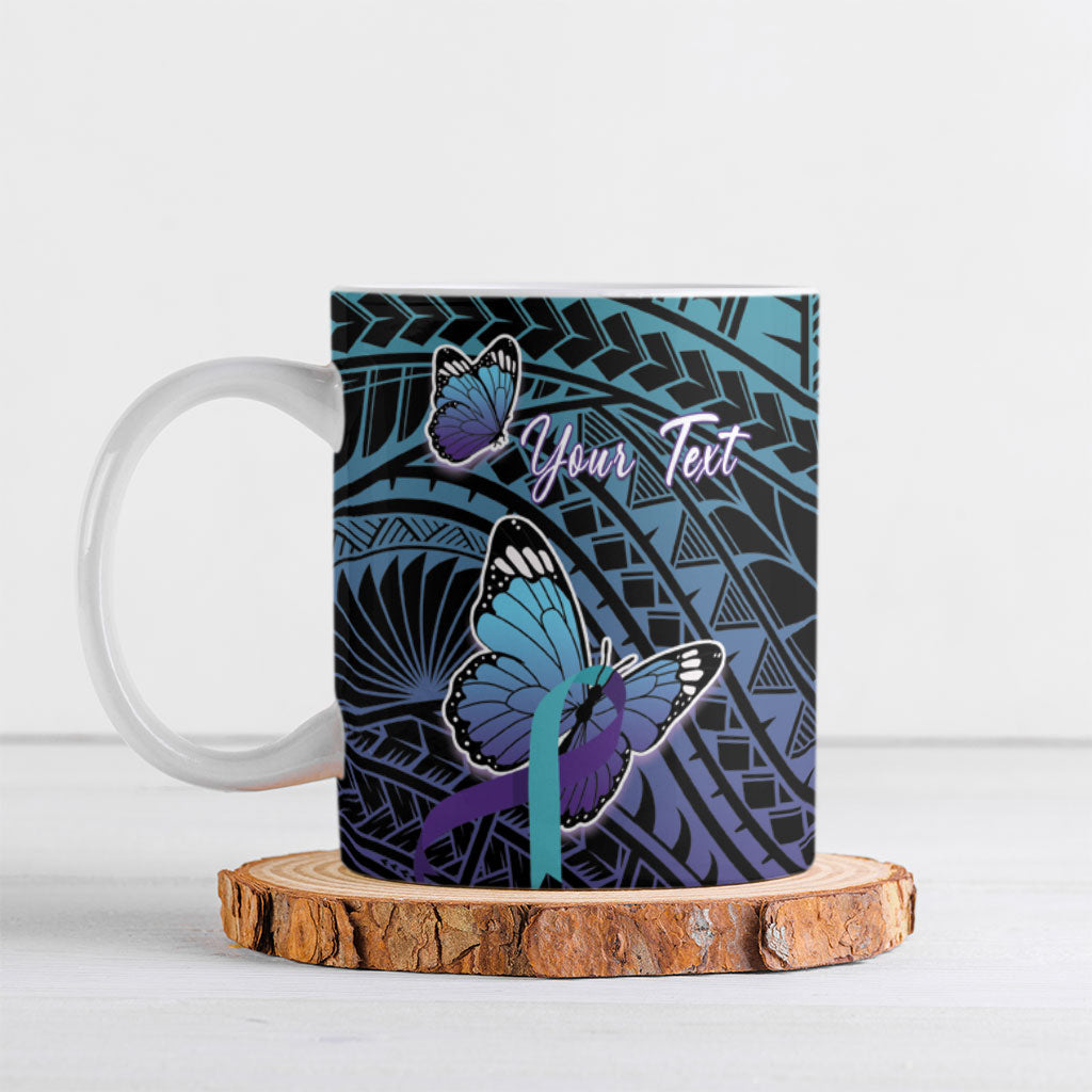 Personalised New Zealand Suicide Prevention Month Ceramic Mug Maori Mauri Tu Mauri Ora Polynesian Pattern