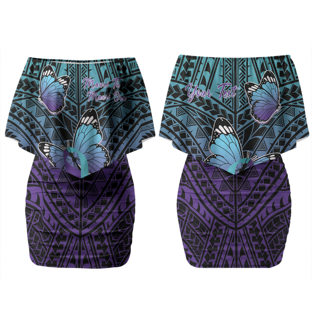 Personalised New Zealand Suicide Prevention Month Couples Matching Off Shoulder Short Dress and Hawaiian Shirt Maori Mauri Tu Mauri Ora Polynesian Pattern LT22 - Polynesian Pride