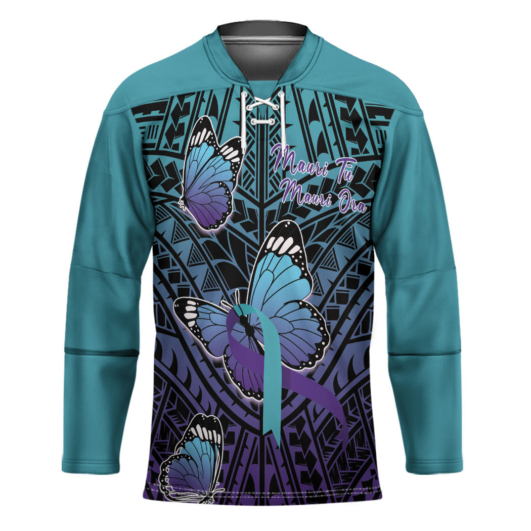 Personalised New Zealand Suicide Prevention Month Hockey Jersey Maori Mauri Tu Mauri Ora Polynesian Pattern