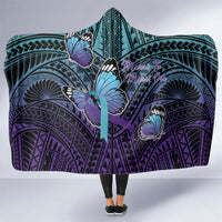 New Zealand Suicide Prevention Month Hooded Blanket Maori Mauri Tu Mauri Ora Polynesian Pattern LT22 One Size Teal - Polynesian Pride