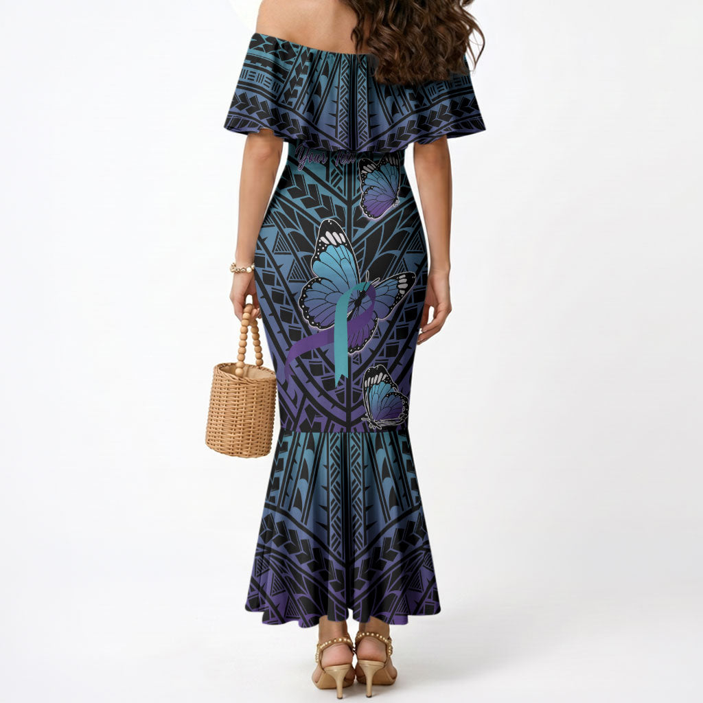 Personalised New Zealand Suicide Prevention Month Mermaid Dress Maori Mauri Tu Mauri Ora Polynesian Pattern LT22 - Polynesian Pride