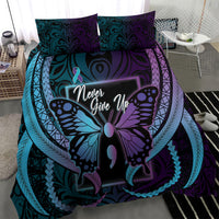 Polynesia Suicide Prevention Month Bedding Set Semicolon Butterfly Never Give Up Polynesian Pattern LT22 - Polynesian Pride