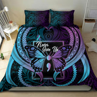 Polynesia Suicide Prevention Month Bedding Set Semicolon Butterfly Never Give Up Polynesian Pattern LT22 - Polynesian Pride