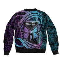 Personalised Polynesia Suicide Prevention Month Bomber Jacket Semicolon Butterfly Never Give Up Polynesian Pattern LT22 - Polynesian Pride