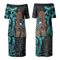 New Zealand Tui Bird Wahaika Family Matching Puletasi and Hawaiian Shirt Maori Weapon Paua Shell Koru Pattern