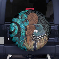 New Zealand Tui Bird Wahaika Spare Tire Cover Maori Weapon Paua Shell Koru Pattern