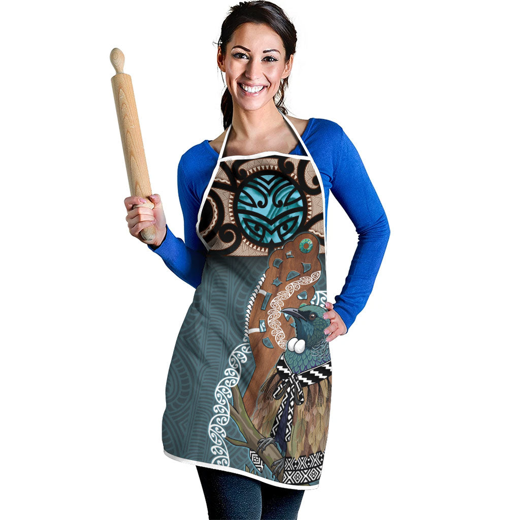 New Zealand Tui Bird Maripi Apron Maori Weapon Kowhaiwhai Pattern