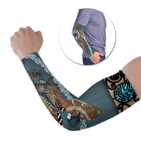 New Zealand Tui Bird Maripi Arm Sleeves Maori Weapon Kowhaiwhai Pattern