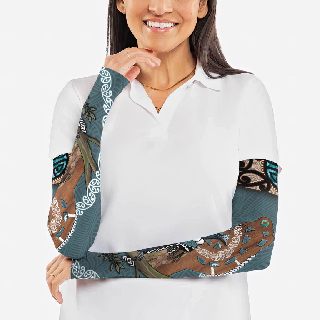 New Zealand Tui Bird Maripi Arm Sleeves Maori Weapon Kowhaiwhai Pattern