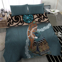 New Zealand Tui Bird Maripi Bedding Set Maori Weapon Kowhaiwhai Pattern