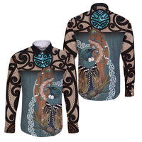 New Zealand Tui Bird Maripi Family Matching Long Sleeve Bodycon Dress and Hawaiian Shirt Maori Weapon Kowhaiwhai Pattern