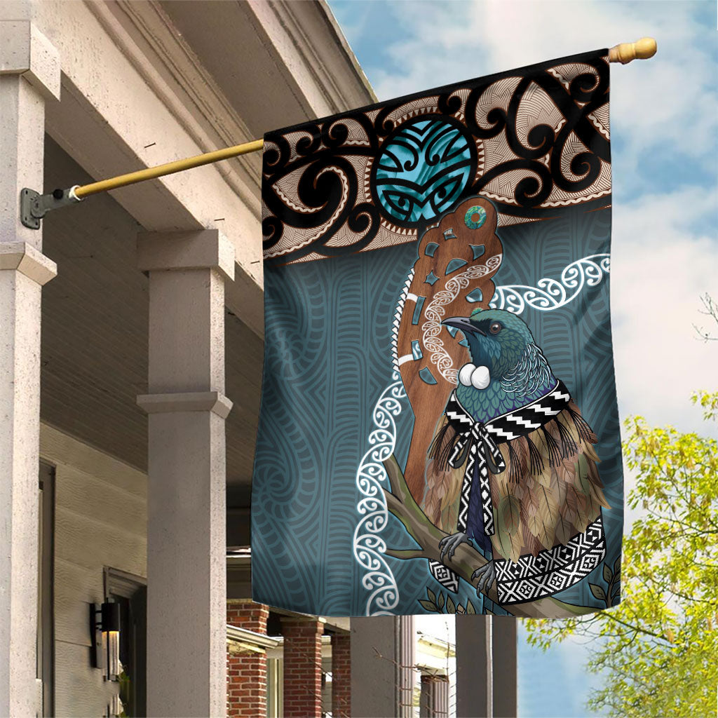 New Zealand Tui Bird Maripi Garden Flag Maori Weapon Kowhaiwhai Pattern