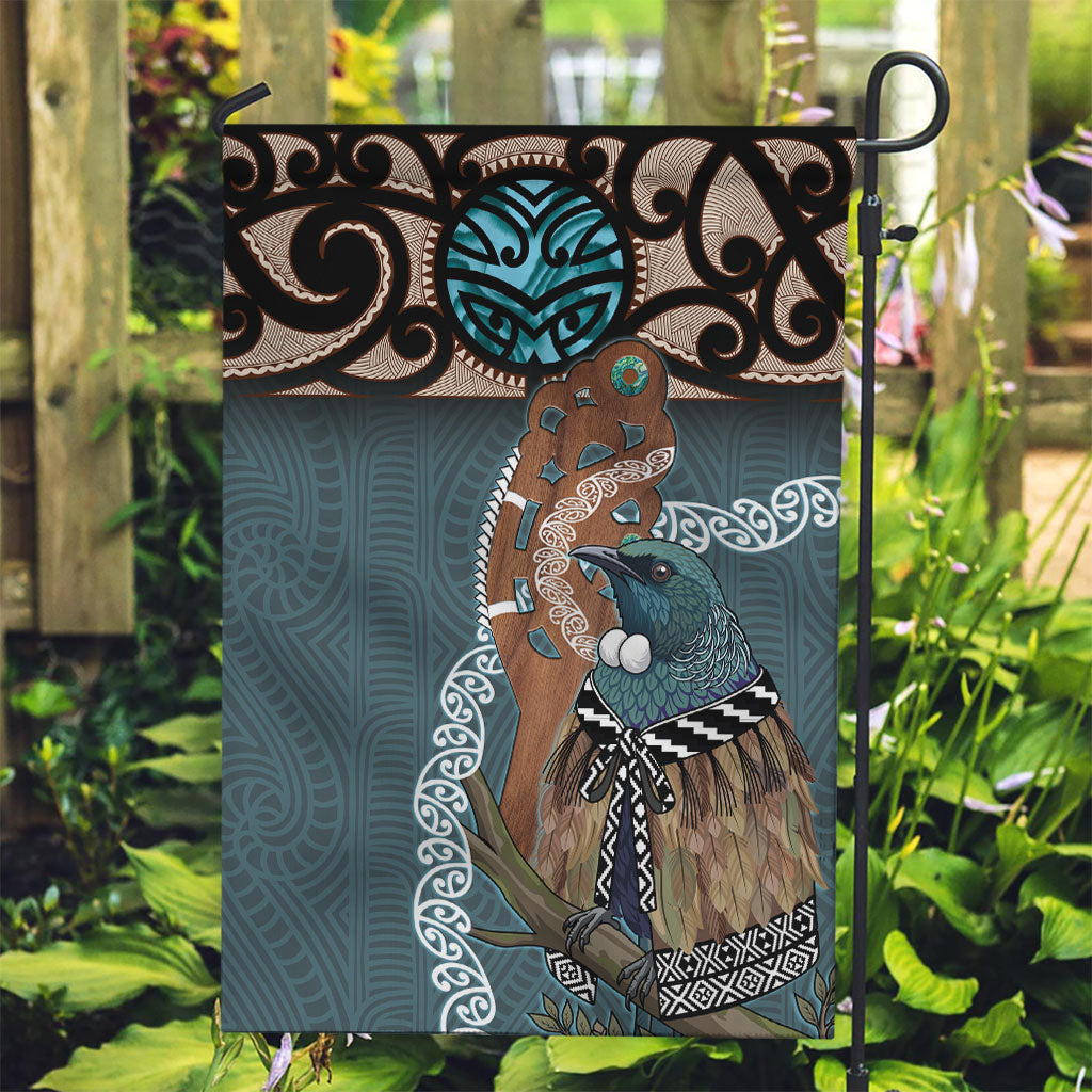 New Zealand Tui Bird Maripi Garden Flag Maori Weapon Kowhaiwhai Pattern