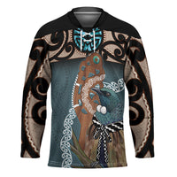 New Zealand Tui Bird Maripi Hockey Jersey Maori Weapon Kowhaiwhai Pattern