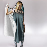 New Zealand Tui Bird Maripi Hooded Blanket Maori Weapon Kowhaiwhai Pattern