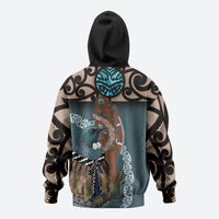 New Zealand Tui Bird Maripi Hoodie Maori Weapon Kowhaiwhai Pattern