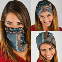 New Zealand Tui Bird Maripi Neck Gaiter Maori Weapon Kowhaiwhai Pattern