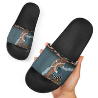 New Zealand Tui Bird Maripi Slide Sandals Maori Weapon Kowhaiwhai Pattern