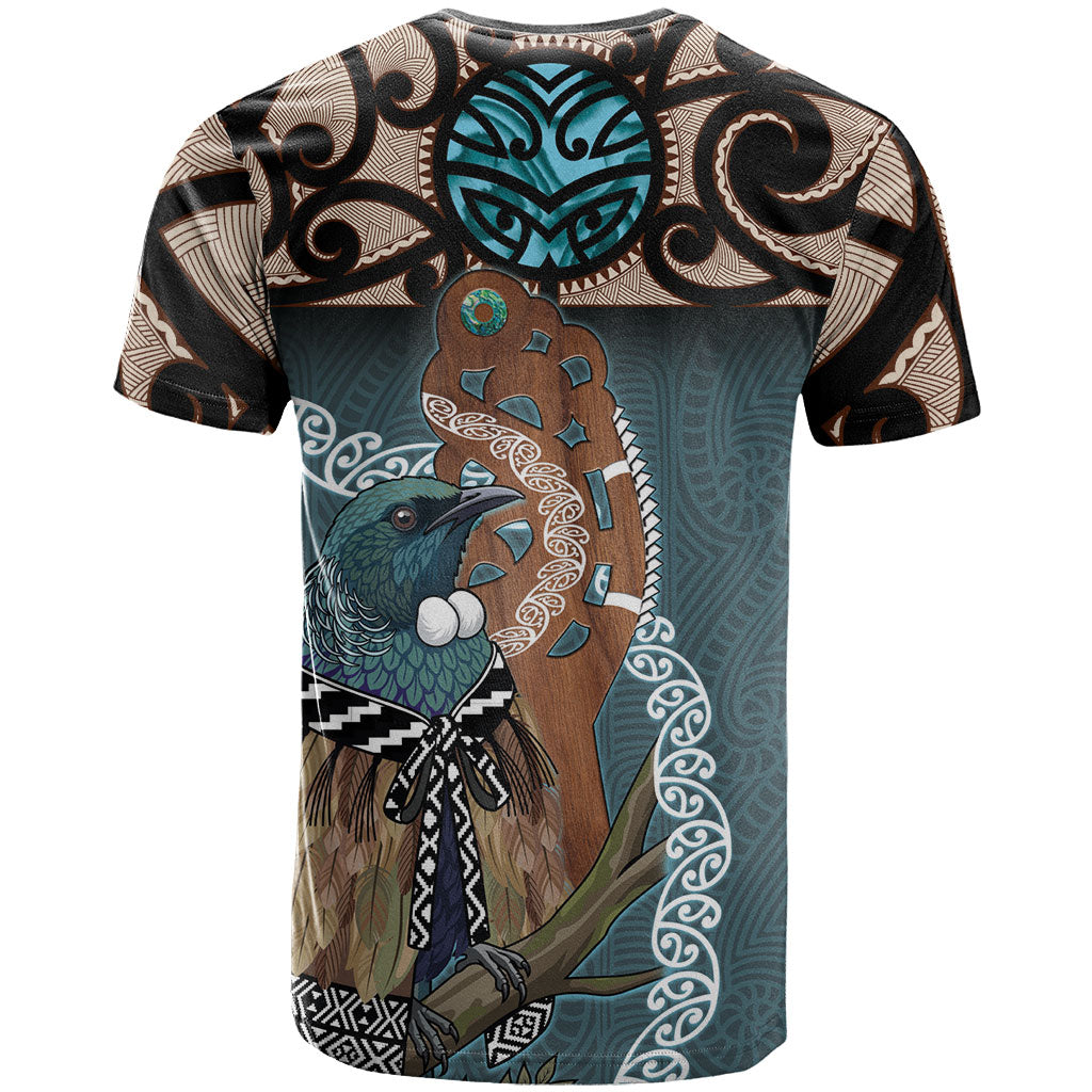 New Zealand Tui Bird Maripi T Shirt Maori Weapon Kowhaiwhai Pattern