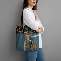 New Zealand Tui Bird Maripi Tote Bag Maori Weapon Kowhaiwhai Pattern