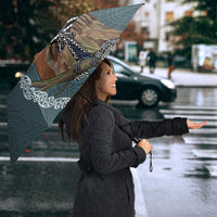 New Zealand Tui Bird Maripi Umbrella Maori Weapon Kowhaiwhai Pattern