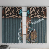 New Zealand Tui Bird Maripi Window Curtain Maori Weapon Kowhaiwhai Pattern