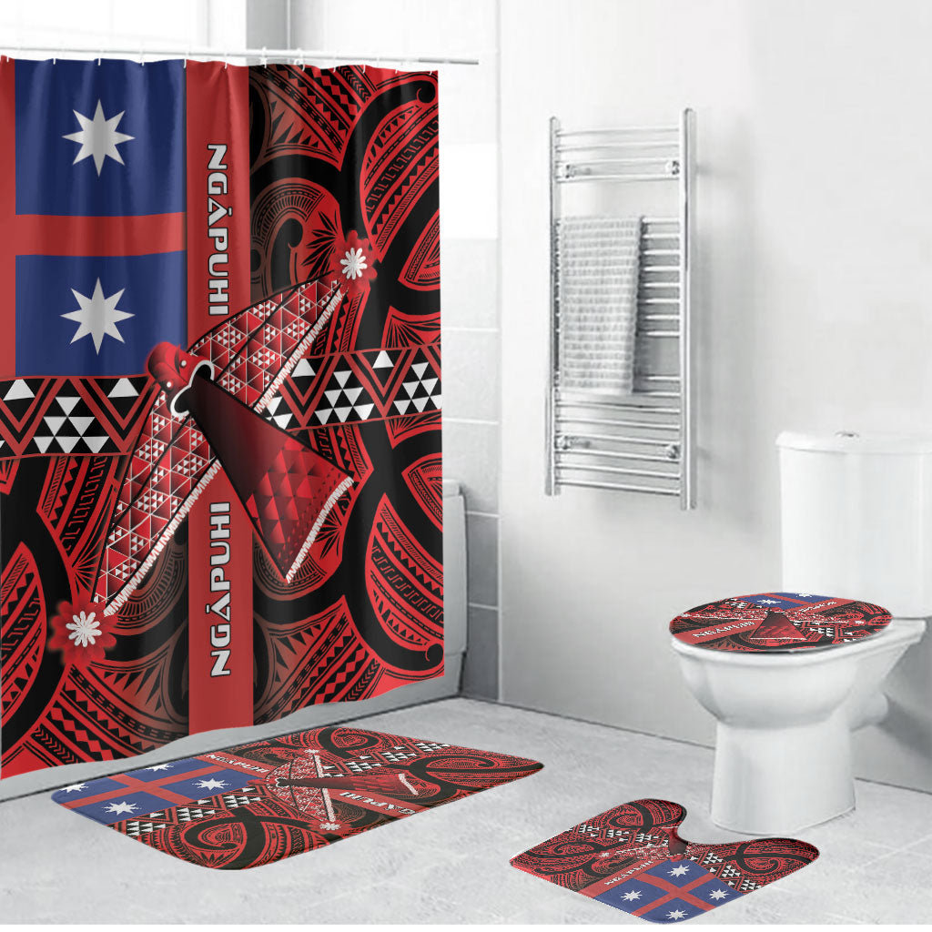 Aotearoa Iwi Ngapuhi Bathroom Set Tuhoronuku Kite United Tribes Flag Maori Pattern LT22 Bathroom Set (4 pcs) Red - Polynesian Pride