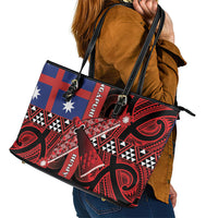 Aotearoa Iwi Ngapuhi Leather Tote Bag Tuhoronuku Kite United Tribes Flag Maori Pattern LT22 - Polynesian Pride