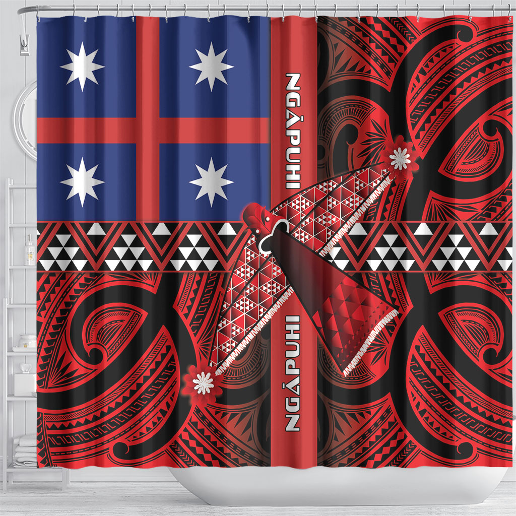 Aotearoa Iwi Ngapuhi Shower Curtain Tuhoronuku Kite United Tribes Flag Maori Pattern LT22 - Polynesian Pride