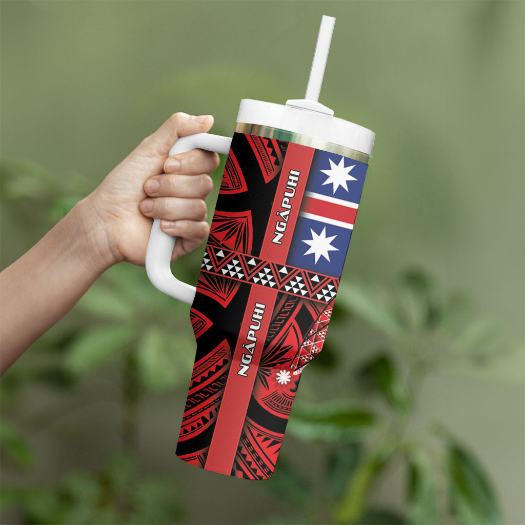 Aotearoa Iwi Ngapuhi Tumbler With Handle Tuhoronuku Kite United Tribes Flag Maori Pattern LT22 - Polynesian Pride
