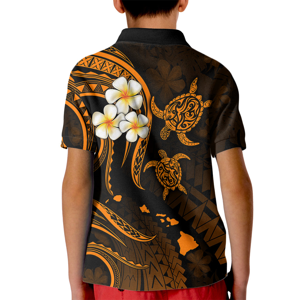 Personalised Niihau Hawaii Kid Polo Shirt Polynesian Tattoo and Pacific Plumeria Gold Vibe LT9 - Polynesian Pride