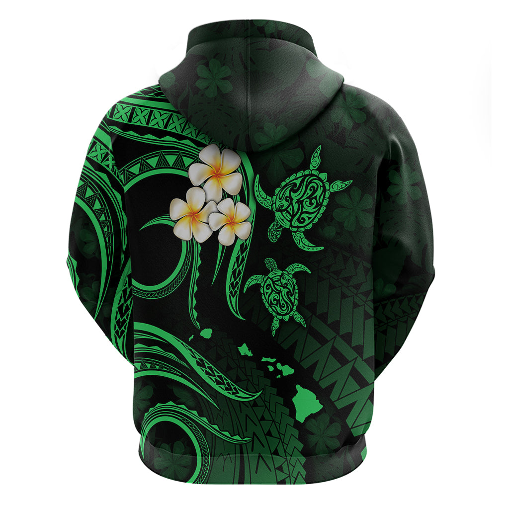 Custom Niihau Hawaii Hoodie Polynesian Tattoo and Pacific Plumeria Green Vibe LT9 - Polynesian Pride