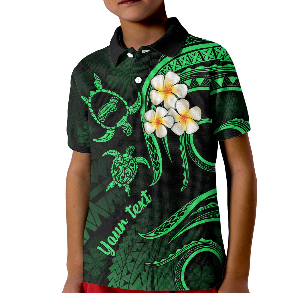 Personalised Niihau Hawaii Kid Polo Shirt Polynesian Tattoo and Pacific Plumeria Green Vibe LT9 Kid Green - Polynesian Pride
