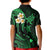 Personalised Niihau Hawaii Kid Polo Shirt Polynesian Tattoo and Pacific Plumeria Green Vibe LT9 - Polynesian Pride