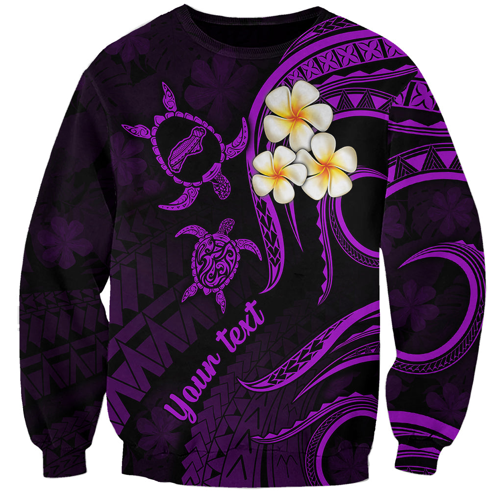Personalised Niihau Hawaii Sweatshirt Polynesian Tattoo and Pacific Plumeria Purple Vibe LT9 Unisex Purple - Polynesian Pride