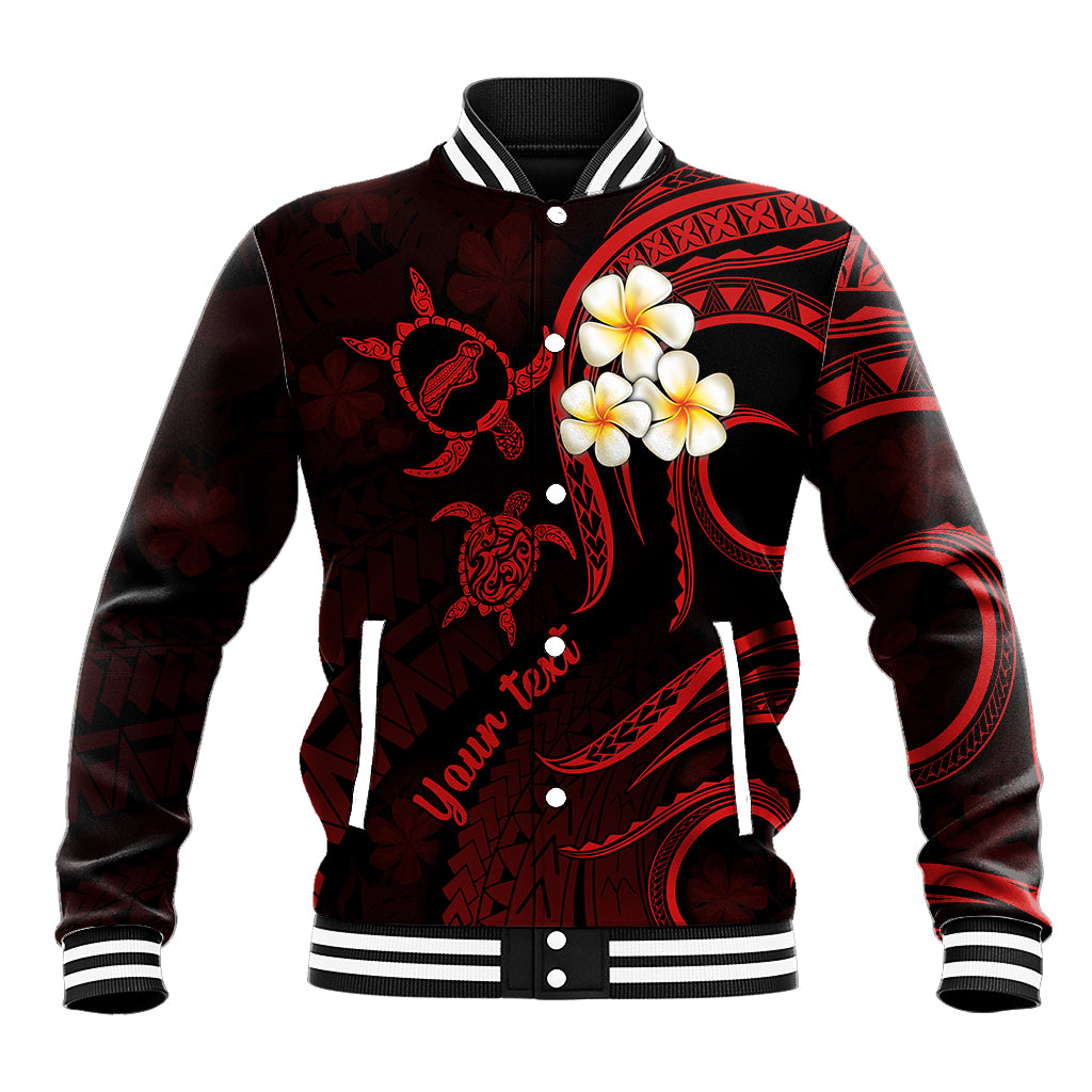 Personalised Niihau Hawaii Baseball Jacket Polynesian Tattoo and Pacific Plumeria Red Vibe LT9 Unisex Red - Polynesian Pride