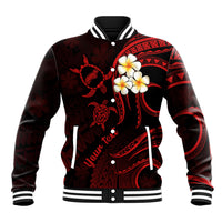 Personalised Niihau Hawaii Baseball Jacket Polynesian Tattoo and Pacific Plumeria Red Vibe LT9 Unisex Red - Polynesian Pride