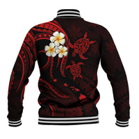 Personalised Niihau Hawaii Baseball Jacket Polynesian Tattoo and Pacific Plumeria Red Vibe LT9 - Polynesian Pride