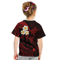 Personalised Niihau Hawaii Kid T Shirt Polynesian Tattoo and Pacific Plumeria Red Vibe LT9 - Polynesian Pride