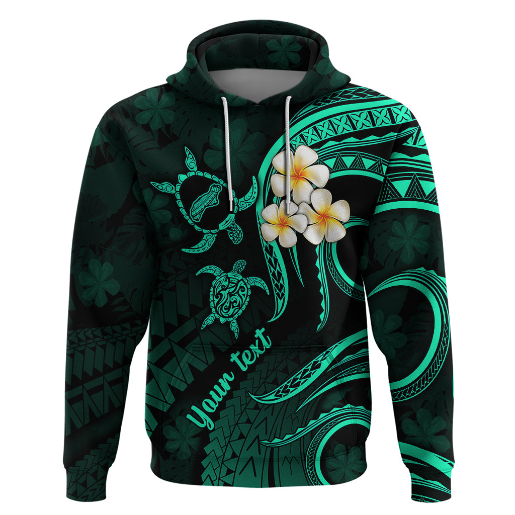 Custom Niihau Hawaii Hoodie Polynesian Tattoo and Pacific Plumeria Turquoise Vibe LT9 Pullover Hoodie Turquoise - Polynesian Pride