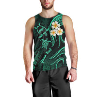 Personalised Niihau Hawaii Men Tank Top Polynesian Tattoo and Pacific Plumeria Turquoise Vibe LT9 - Polynesian Pride